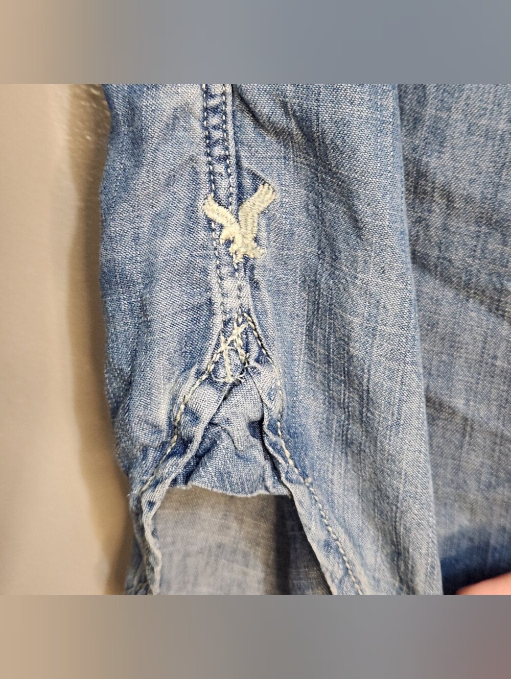 American Eagle Womens Light Blue Denim Button-Up Shirt Size XS - Picture 7 of 12